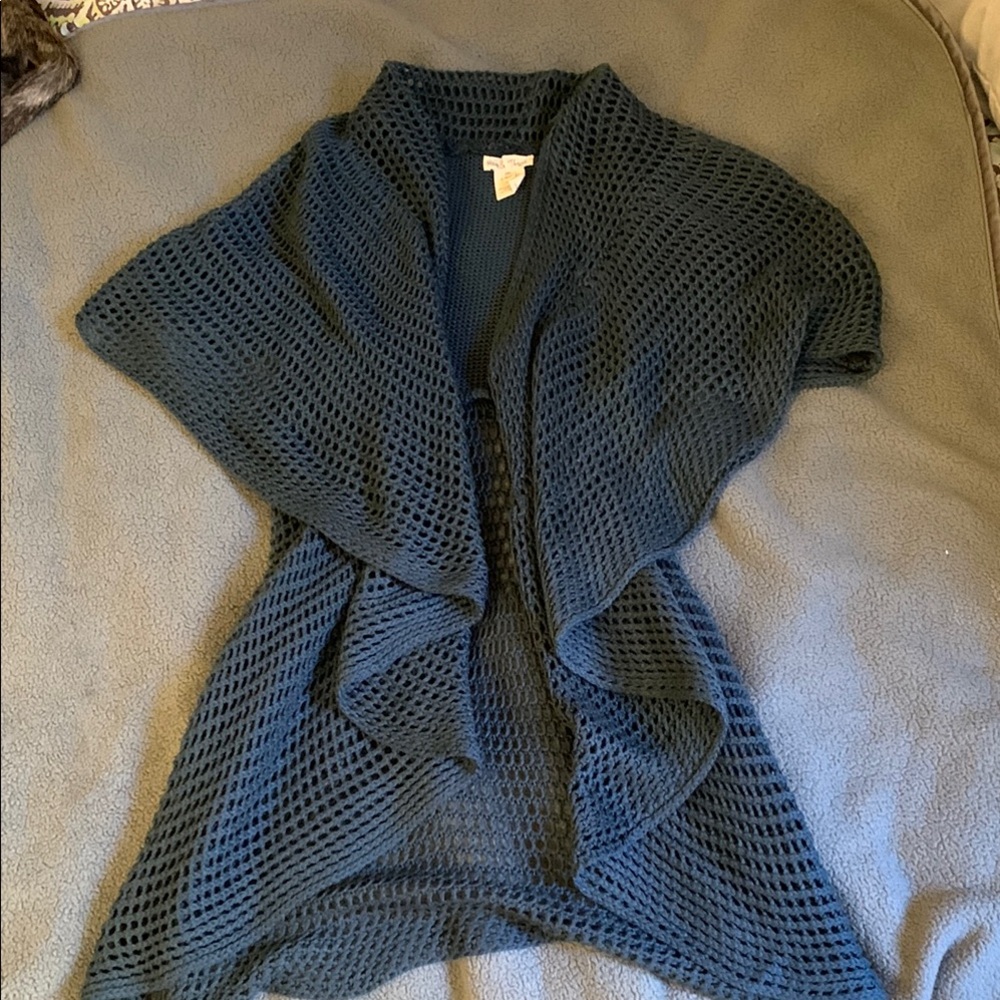 Hem & Thread Open Knit Poncho - Navy